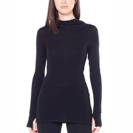 Longsleeve Icebreaker Womens Luxe Rib Pullover Hoody Black
