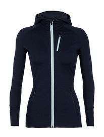 Vest Icebreaker Womens Quantum LS Zip Hood Midnight Navy Dew