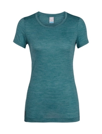 T-Shirt Icebreaker Womens Sphere SS Low Crewe Kingfisher Heather