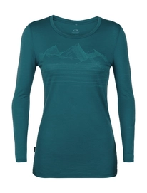 T-Shirt Icebreaker Womens Tech Lite LS Low Crewe Approach Kingfisher