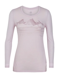 T-Shirt Icebreaker Tech Lite LS Low Crewe Approach Blush Heather Damen