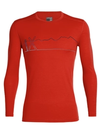 T-shirt à Manches Longues Icebreaker Men 200 Oasis LS Crewe Single Line Ski Chili Red