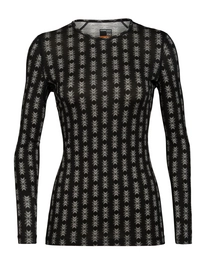 Longsleeve Icebreaker Women 200 Oasis LS Crewe Snow Heritage Black