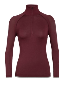 Longsleeve Icebreaker Women 200 Zone Seamless LS Half Zip Redwood
