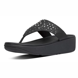 Zehentrenner FitFlop Myla Floral Stud Toe Thongs All Black