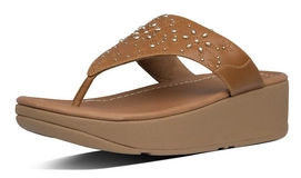 Zehentrenner FitFlop Myla Floral Stud Toe Thongs Light Tan