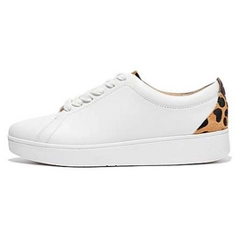 Baskets FitFlop Women Rally Leopard-Back Leather Sneakers Urban White Leopard-Taille 36