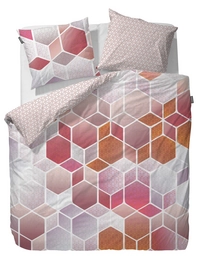 Taies d'oreiller Essenza Hexagon Red Satin de Coton (65 x 65 cm)