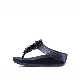 Slipper FitFlop Boogaloo™ Toe-Post Leather Midnight Navy