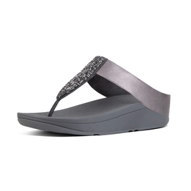 Slipper FitFlop Sparklie Crystal Toe-Post Pewter