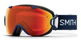 Masque de Ski Smith I/OS Navy Micro Floral / ChromaPop Everyday Red Mirror