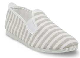 Damen Slipper Flossy Italica Streifen Gold/Grau