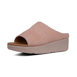 FitFlop Imogen Basket Weave Slides Raffia Soft Pink