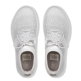 Sneaker FitFlop Uberknit™ Slip-On High Top Metallic Silver/Urban White