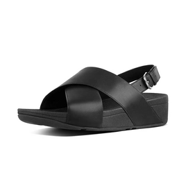 Sandale FitFlop Lulu™ Cross Back Strap Sandals Leather Schwarz Damen