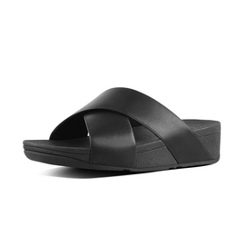 FitFlop Lulu™ Cross Slide Sandals Leather Black