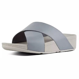 FitFlop Women Lulu Cross Slide Sandals Leather Dove Blue