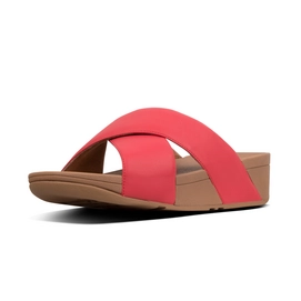 FitFlop Lulu™ Cross Slide Sandals Leather Passion Red