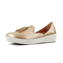 FitFlop Tassel Superskate D'Orsay Iridescent Leather Gold