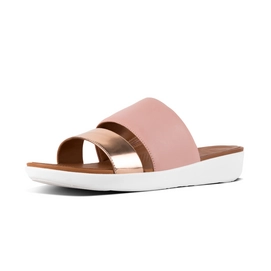 FitFlop Delta Slide Leather Mirror Dusky Pink/Rose Gold Mirror