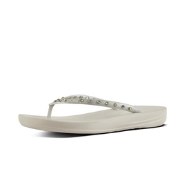 FitFlop Iqushion Ergonomic Flip Flops Crystal Silver