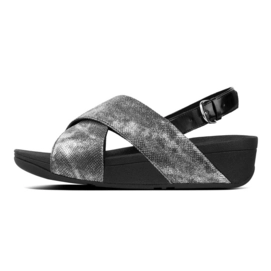 Sandaal FitFlop Lulu™ Cross Back Strap Black Shimmer-Print
