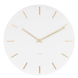 Clock Karlsson Charm White Steel With Gold Battons