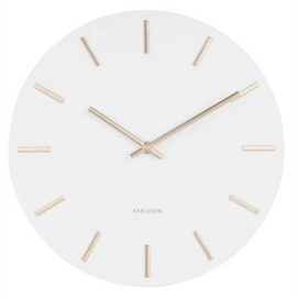 Clock Karlsson Charm Steel White With Gold Battons Small