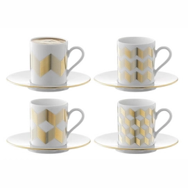 Tasses de Café L.S.A. Chevron Tasses et Soucoupes 100 ml (4-Pièces)
