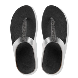 Slipper FitFlop Fino™ Crystal Toe Thong Pewter