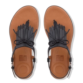 Sandaal FitFlop Tia™ Fringe Toe Thong Leather Black