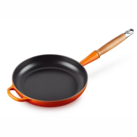 Frying Pan Le Creuset w/ Wooden Handle Orange Red 28 cm