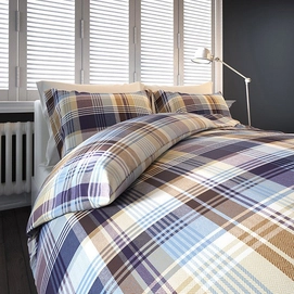 Dekbedovertrek Romanette Lodge Park Blauw Camel Flanel