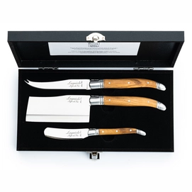 Cheese Knife Laguiole Style de Vie Luxury Line Wooden Tray Olive Wood (3 pc)