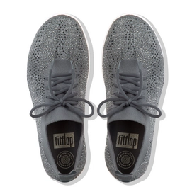 Sneaker FitFlop Crystal™ Uberknit F-Sporty Charcoal / Dusty Grey