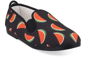 Slipper Damen Flossy Malaga Schwarz Wassermelonendruck