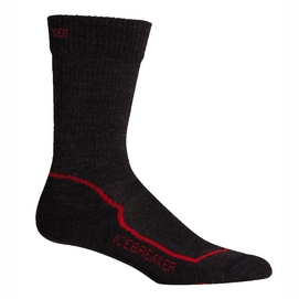 Sokken Icebreaker Mens Hike+ Light Crew Jet Heather Red Black
