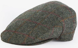 Pet Barbour Men Crieff Flat Cap Olive Red Overcheck (6 7/8)
