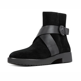 FitFlop Mona™ Buckle Suede Ankle Boots All Black