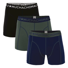 Boxershort Muchachomalo Men Solid Deep Blue Black (3-Delig)-S