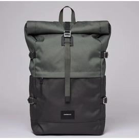 Rugzak Sandqvist Bernt Multi Green With Black Leather
