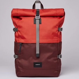 Rugzak Sandqvist Bernt Multi Moss Red With Black Leather
