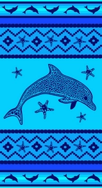 Strandlaken Le Comptoir De La Plage Boheme Tropical Navy Dolphin Blauw