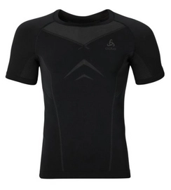 Ondershirt Odlo Mens S/S Crew Neck Evolution Light Black Graphite Grey