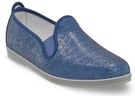 Damen Slipper Flossy Oliva Schimmer Blau