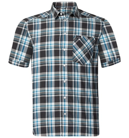 Hemd Odlo Anmore Graphite Grey White Blue Jewel Check Herren