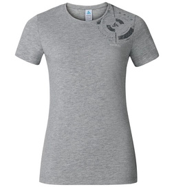T-shirt Odlo Womens S/S Crew Neck Signo Grey Melange Placed Print