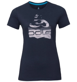 T-Shirt Odlo BL Top Crew Neck SS Kumano Logo Diving Navy Placed Print Damen