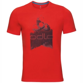 T-Shirt Odlo BL Top Crew Neck SS Nikko Logo Fiery Red Placed Print Herren