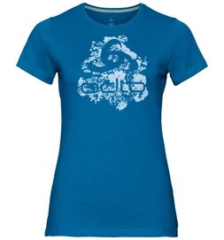 T-Shirt Odlo Top Crew Neck S/S Kumano Logo Mykonos Blue Placed Print SS19 Damen
